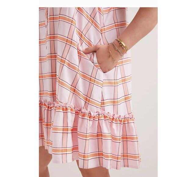 New Anthropologie Maeve Flounced Tunic Mini Dress $148 PLUS 1X Pink Shirtdress - Picture 4 of 6